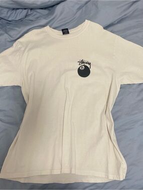 Stussy White 8 Ball Graphic Tee